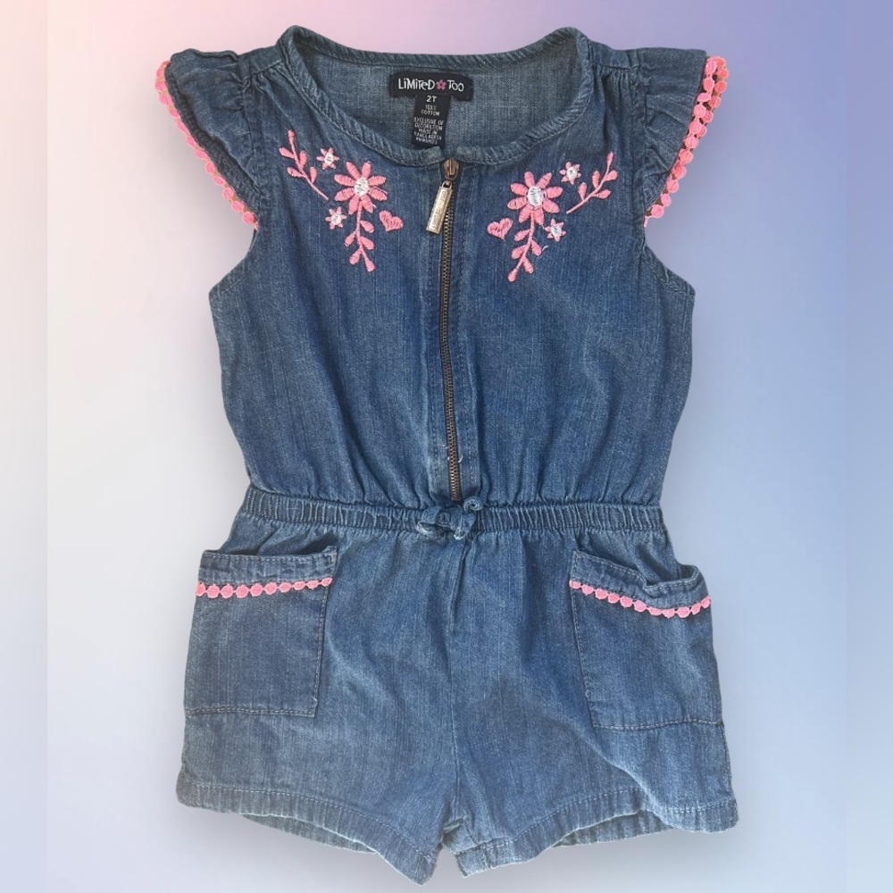 Toddler girl’s embroidered floral jumpsuit
Gently used